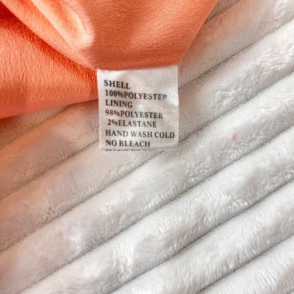 #A091 WHY DRESS Cottagecore Peach Ruffle Puff Sleeve Top Organza NWT L - Picture 9 of 12